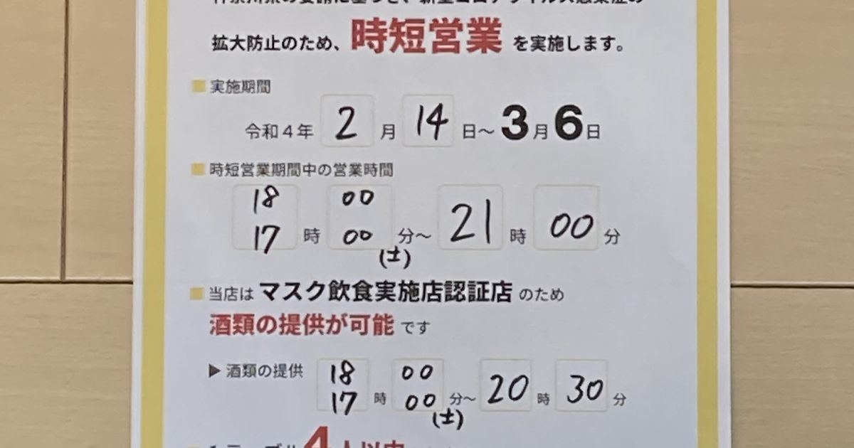 『まん延防止等重点措置2022年2月』相模原市淵野辺の焼肉店、ホルモンビストロ瞬。